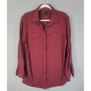 blue knit 76 by masood top red size XL long sleeve button front stretch knit